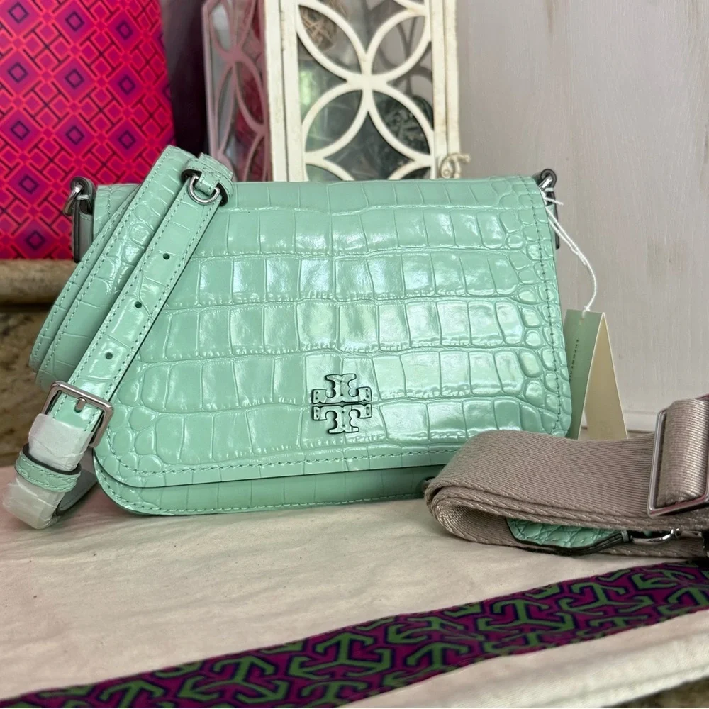 Tory Burch THEA EMBOSSED FLAP CROSSBODY / shoulder in NORTHERN LIGHTS color